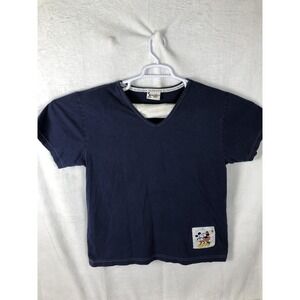 Disney Mickey Mouse Minnie Shirt Womens Large Blue V Neck Walt Disney World